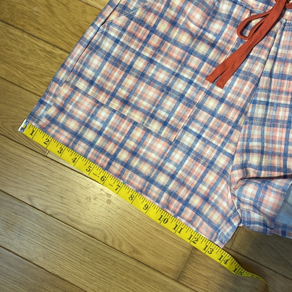 Anthropologie Kachel high waist blue white and pink plaid shorts size S NWT - Picture 9 of 15
